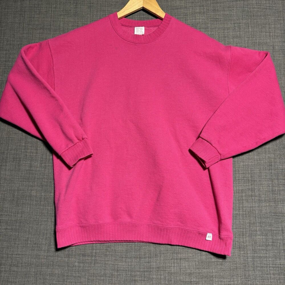 Mens Vintage Russell Athletic Made In USA Crewneck Sweatshirt Pink Size Large